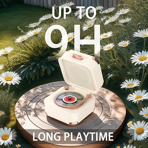 Miniatura 3 de Altavoz portátil Bluetooth 5.3, estilo tocadiscos vintage con luces RGB, TWS inalámbrico, AUX/USB para tocadiscos y PC, compacto para viajes, hogar,