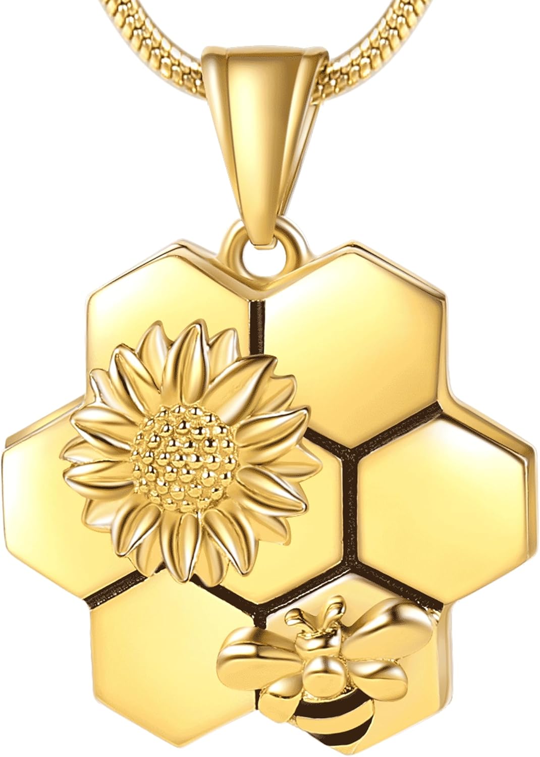 Fanery Sue Personalized Locket Necklace that Holds Pictures, Bee Sunflower Lockets Necklaces Customize Photo Picture Pendant Jewelry for Women Girls