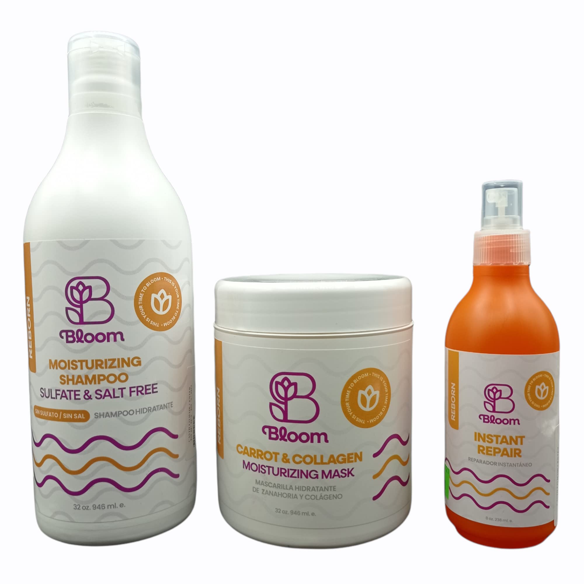 Amazon.com: Bloom Hair Products - Línea hidratante de 3 pasos