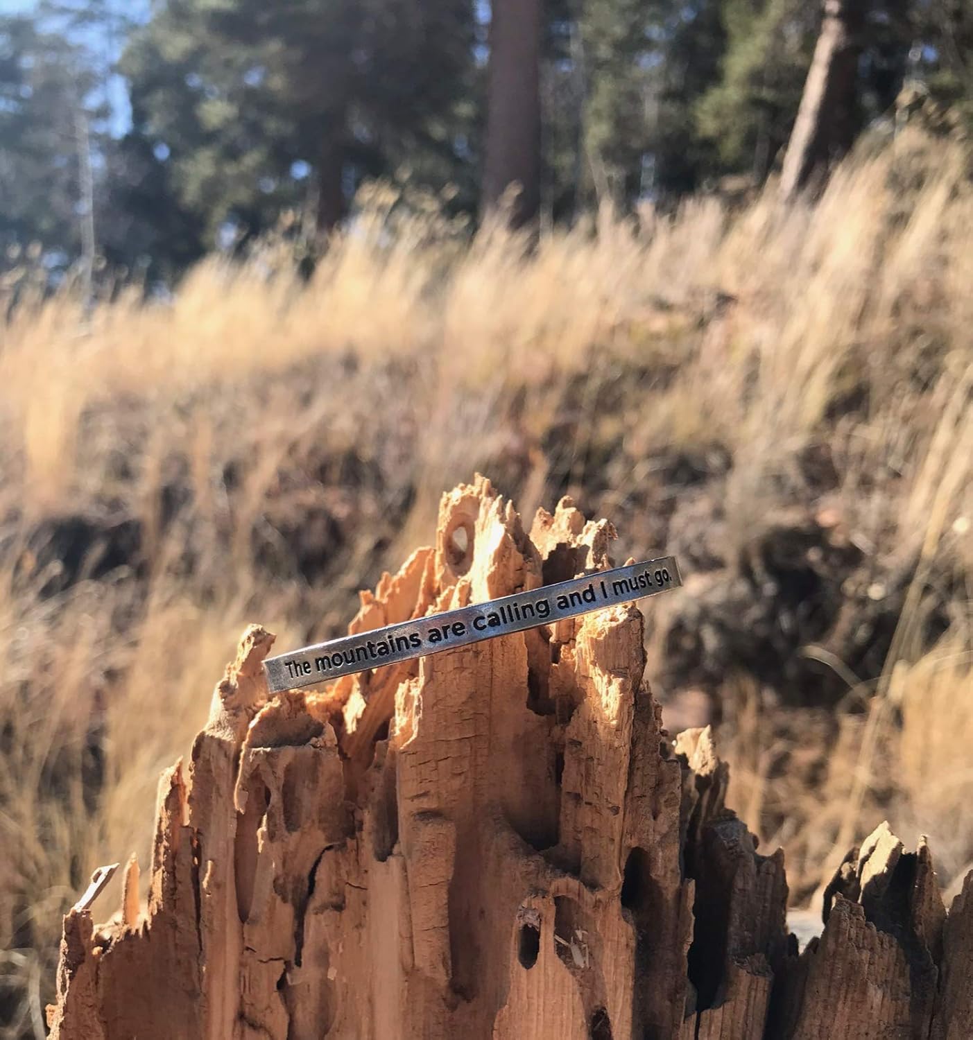 Whitney Howard Designs The Mountains Are Calling and I Must Go -John Muir Collection - Pewter Cuff Bracelet for Men or Women Made in USA