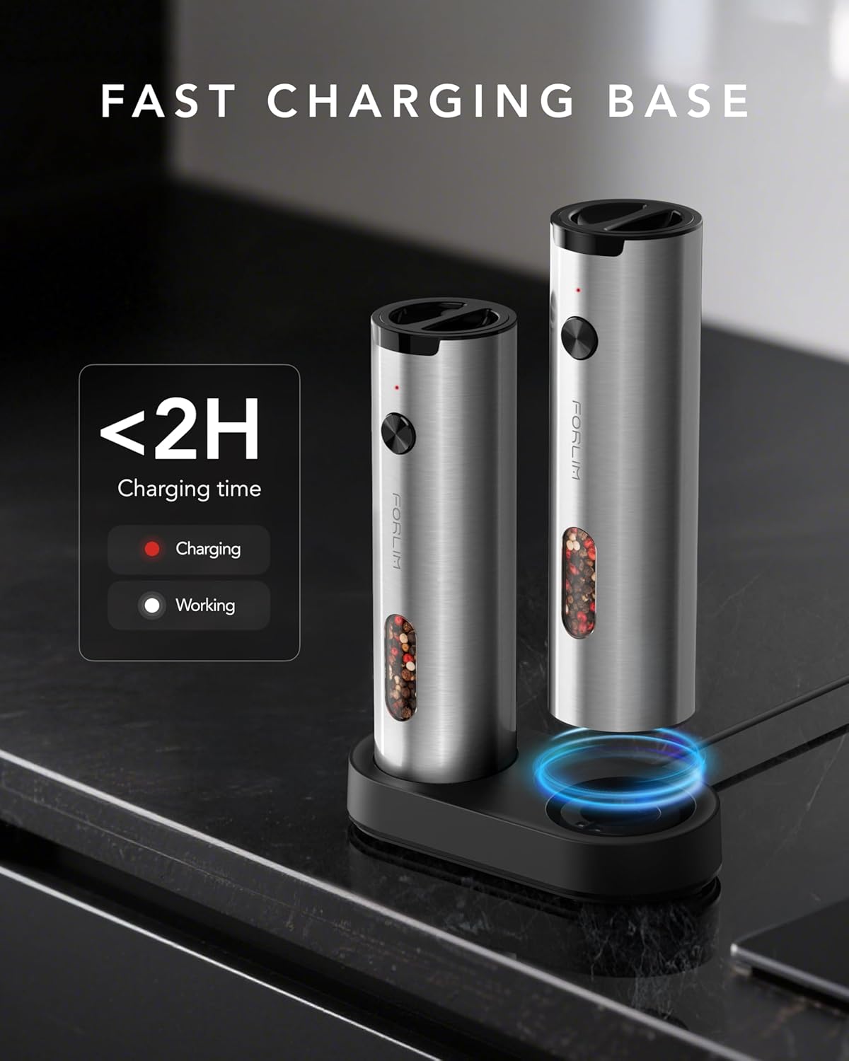 FORLIM Portable Electric Coffee Grinder & Electric Salt and Pepper Grinder Set Rechargeable