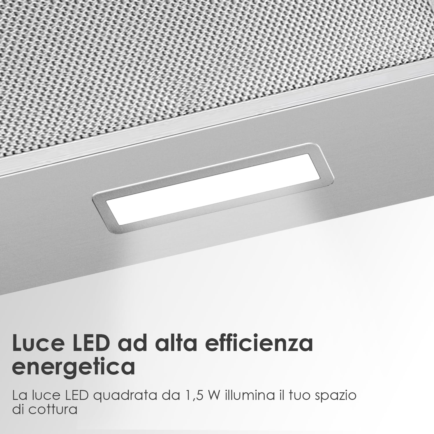 Cappa per schermo piatto, 60 cm, con filtro ai carboni attivi, flusso d'aria 370 m³/h, illuminazione a LED, cappa aspirante piatta 62 dB