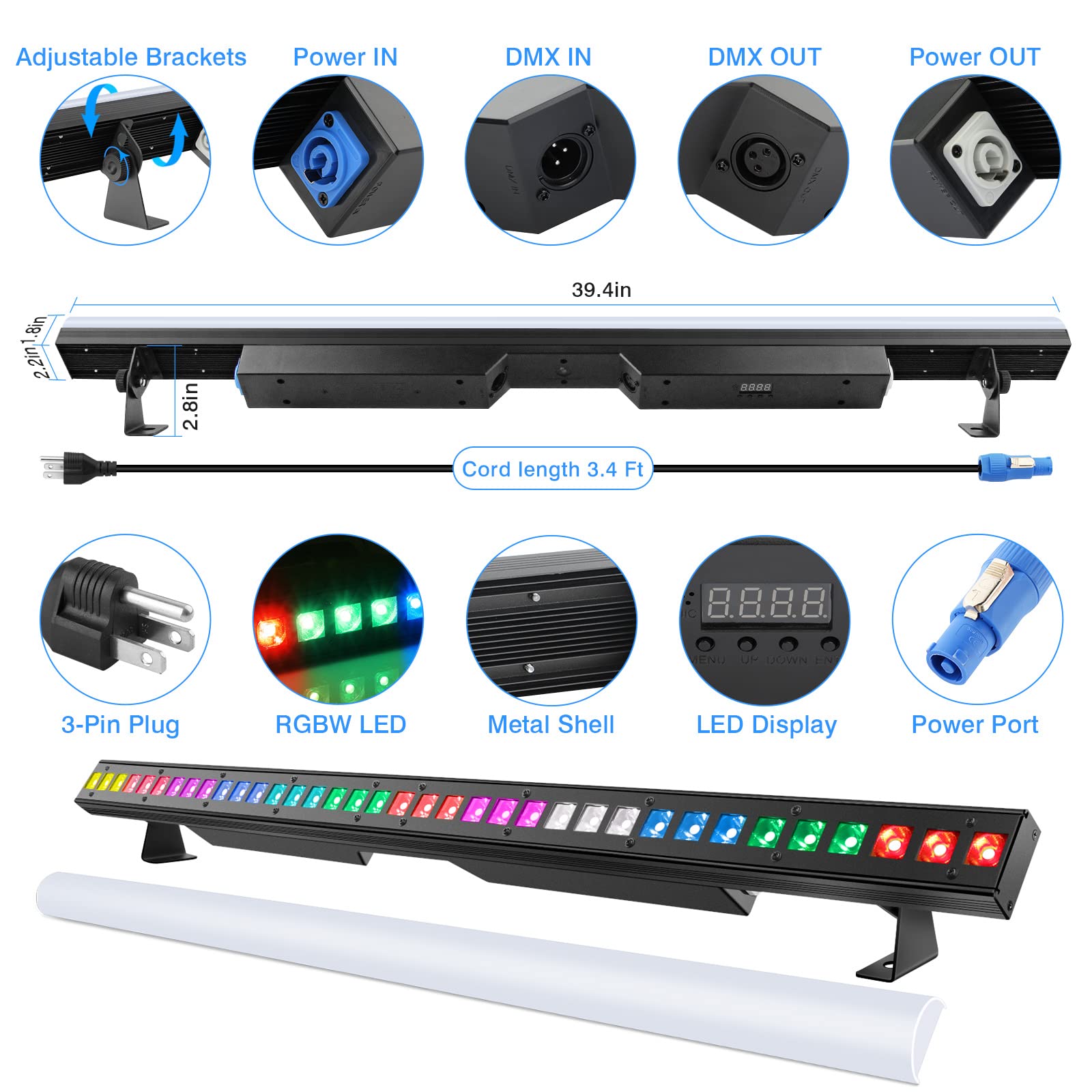 Amazon.com: LED Stage Wash Light Bar - OPPSK 120W 36LEDs