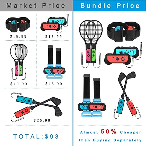 Miniatura 2 de 2022 Switch Sports Accessories Bundle - Uxilep 10 in 1 Family Accessories Kit for Nintendo Switch Sports Games Golf Clubs for Mario Golf Super