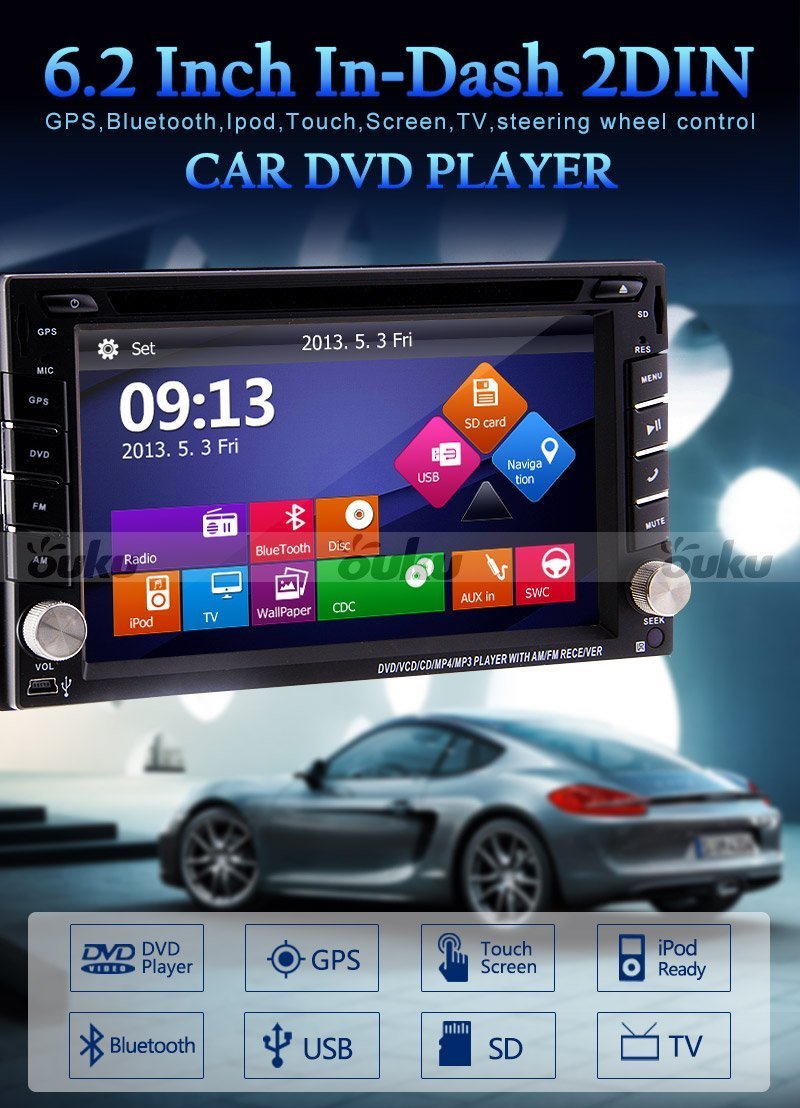Ouku InDash DoubleDIN Car Dvd Player with Touch Screen Lcd Monitor, 6