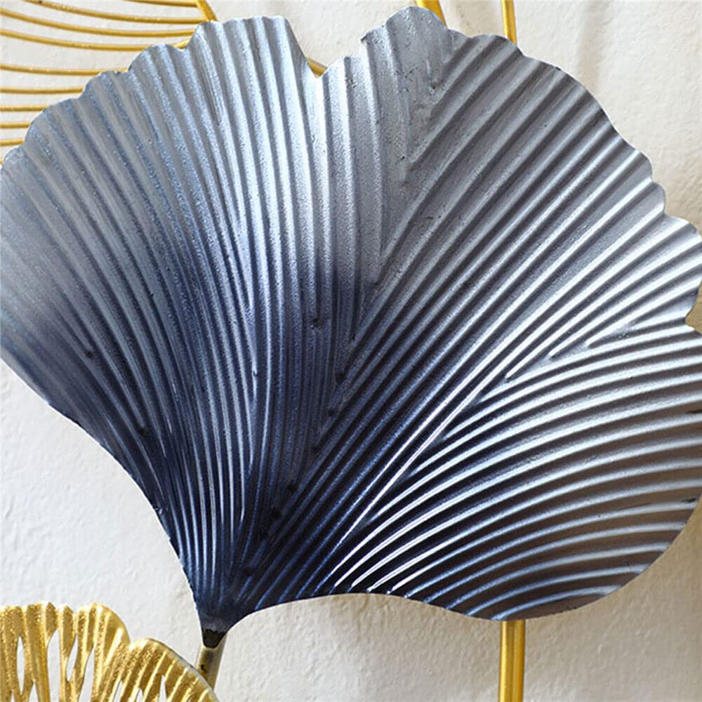 Xilinjyao Ginkgo Lot de 2 sculptures murales modernes en métal Motif feuilles 85 x 31 cm Pour la maison, le salon, la chambre à coucher, la salle à manger