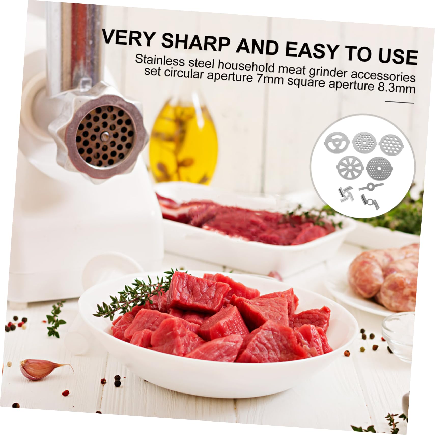 Cabilock 8 Piezas Accesorios para picadora de carne partes de la cortadora de carne pieza de repuesto para picadora de carne cuchillas metalicas para picar carne licuadora