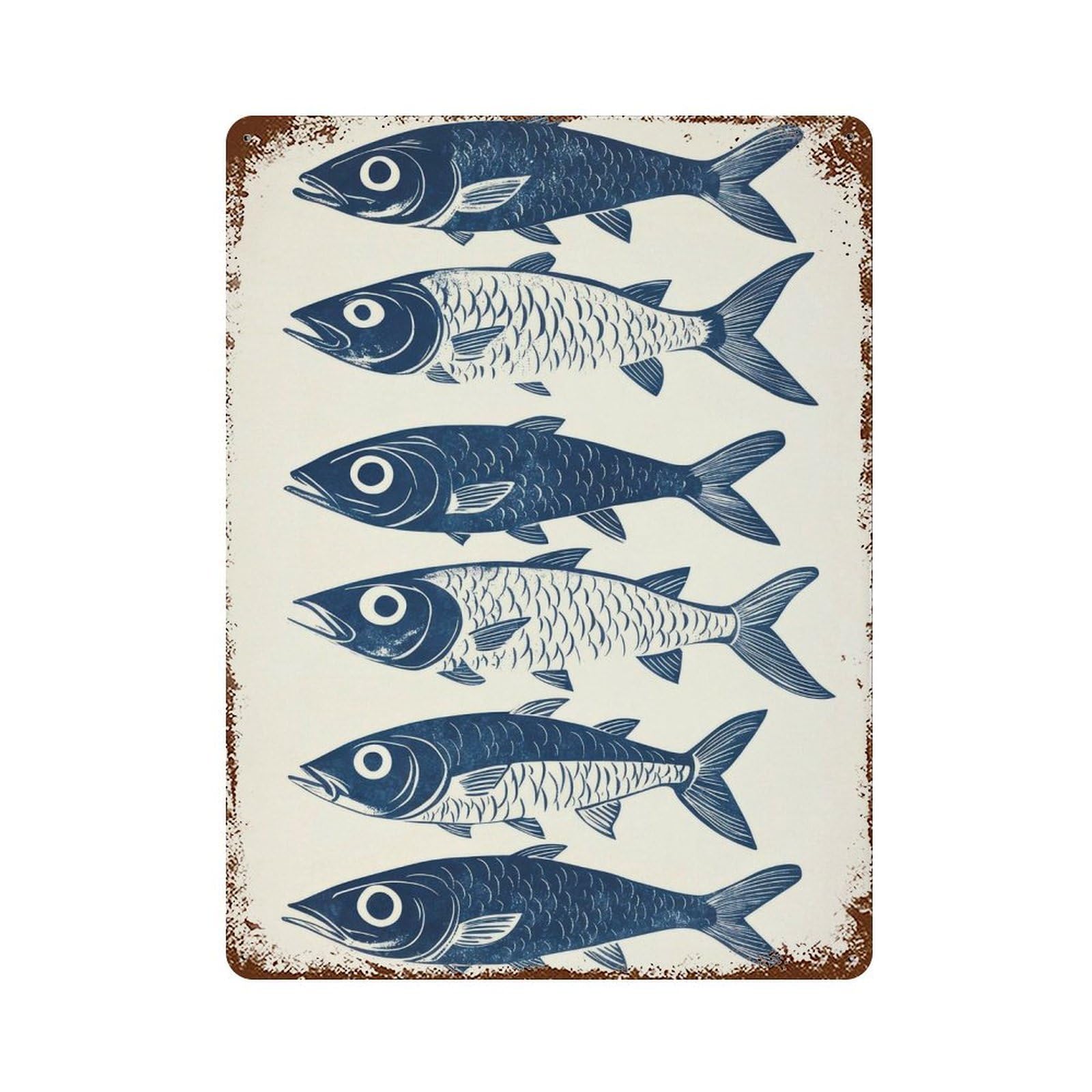 xiaoxiaoshen Mackerel Kitchen Vintage Fish Coastal Decor Nautical Wall Decor Art Metal Tin Poster Modern Home Decor Art Home Bar Shop Decorations Vintage Sign 40x30cm