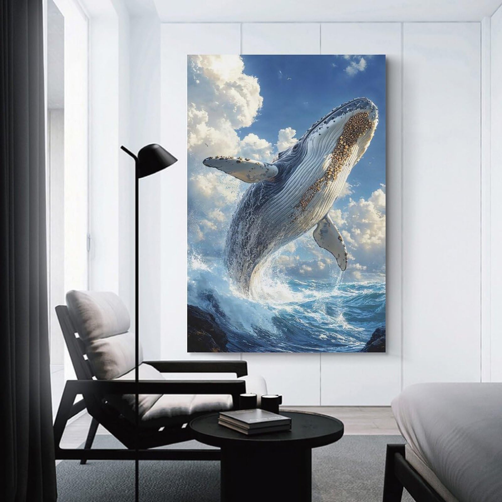 Junmoney Unframe-Style-14 Humpback Whale Leap Home Decor Wall Art 20X30inch(50X75cm), For Lounge, Bedroom Or Personal Spaces, Gift Idea For Housewarming And Birthdays