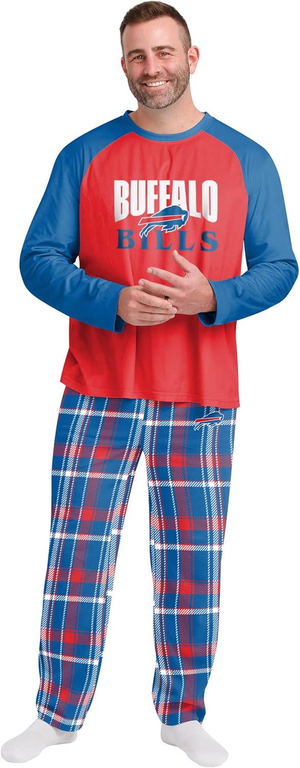 FOCO NFL Buffalo Bills Men's Pajama Shirt and Pants Lounge Set