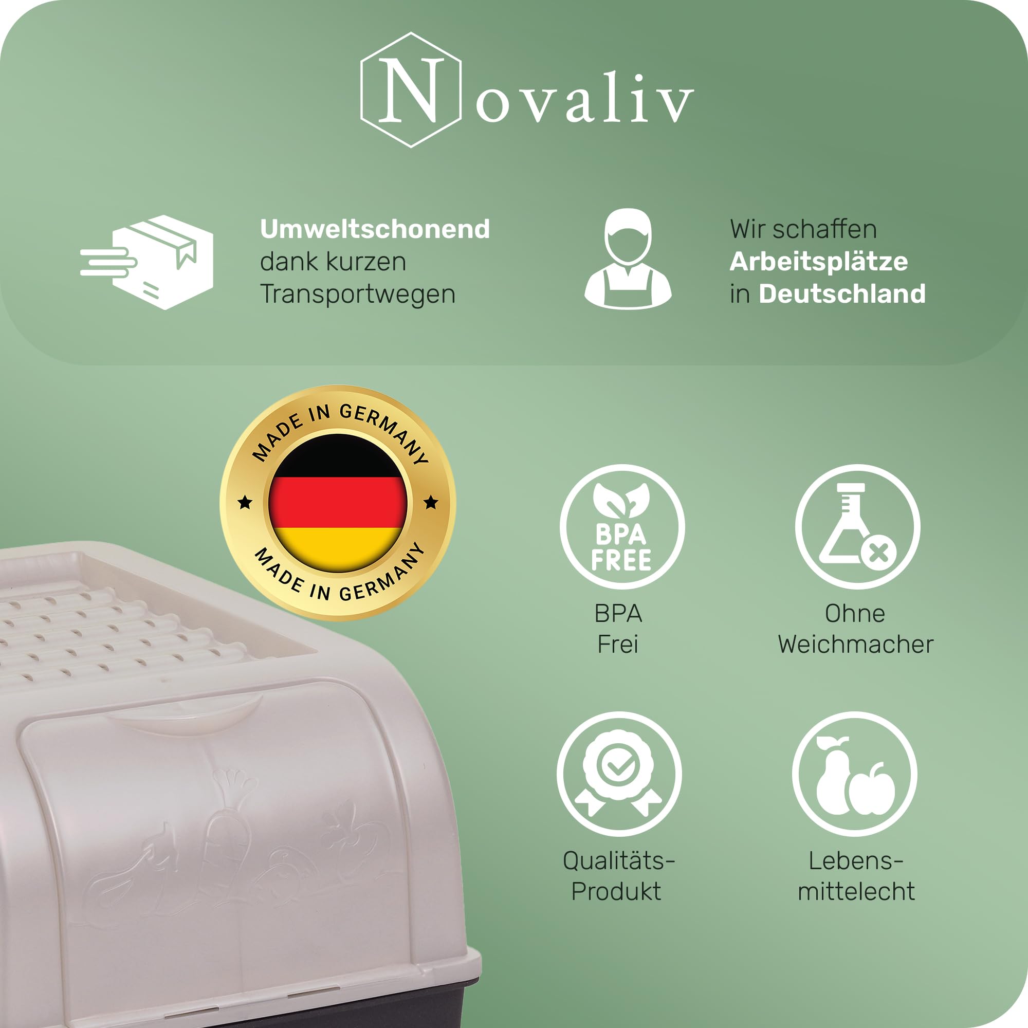 Novaliv Kartoffel Aufbewahrungsbox | 3x groß 9L | PERLMUT Weiss | Kartoffelbox | Gemüsebox stapelbar Zwiebelbox Kartoffelkorb Obstbehälter Kartoffelkiste Zwiebel Aufbewahrung Frischhaltedose Möhren