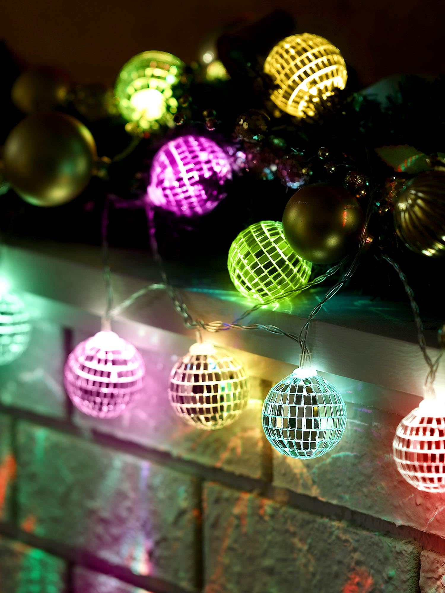 BBTO 10/20 LED Disco Ball String Lights, 1.57 Inch, Multi Color