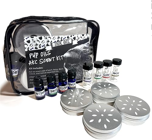 Ink Oil - Kit de iniciaciĂłn de trabajo de aroma AKC para cachorros I disponible en anĂs, abedul, clavo y vetiver sabor I kit de aroma, trabajo de Ink Oil - Kit de iniciaciĂłn de trabajo de aroma AKC para cachorros I disponible en anĂs, abedul, clavo y vetiver sabor I kit de aroma, trabajo de
