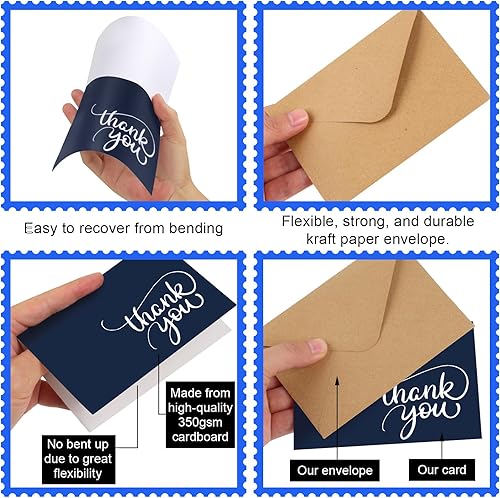 Miniatura 3 de Joyberg 34 tarjetas de agradecimiento con sobres, tarjetas de agradecimiento en blanco para baby shower, sobres de papel marrón y calcomanías, notas