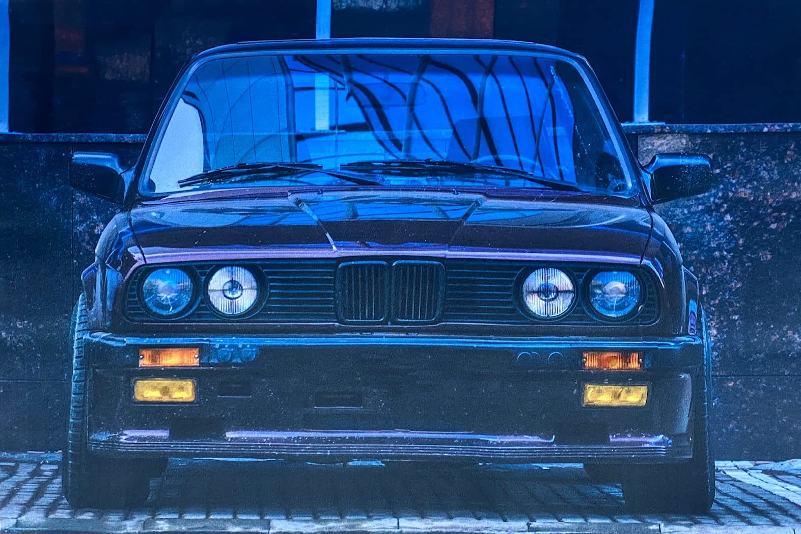 Samarkand - Lights LED-Bild mit Beleuchtung LED- Bilder Leinwandbild 65 x 45 cm Leuchtbild AUTO/OLDTIMER/SPORTWAGEN E30 BLACK Wandbild