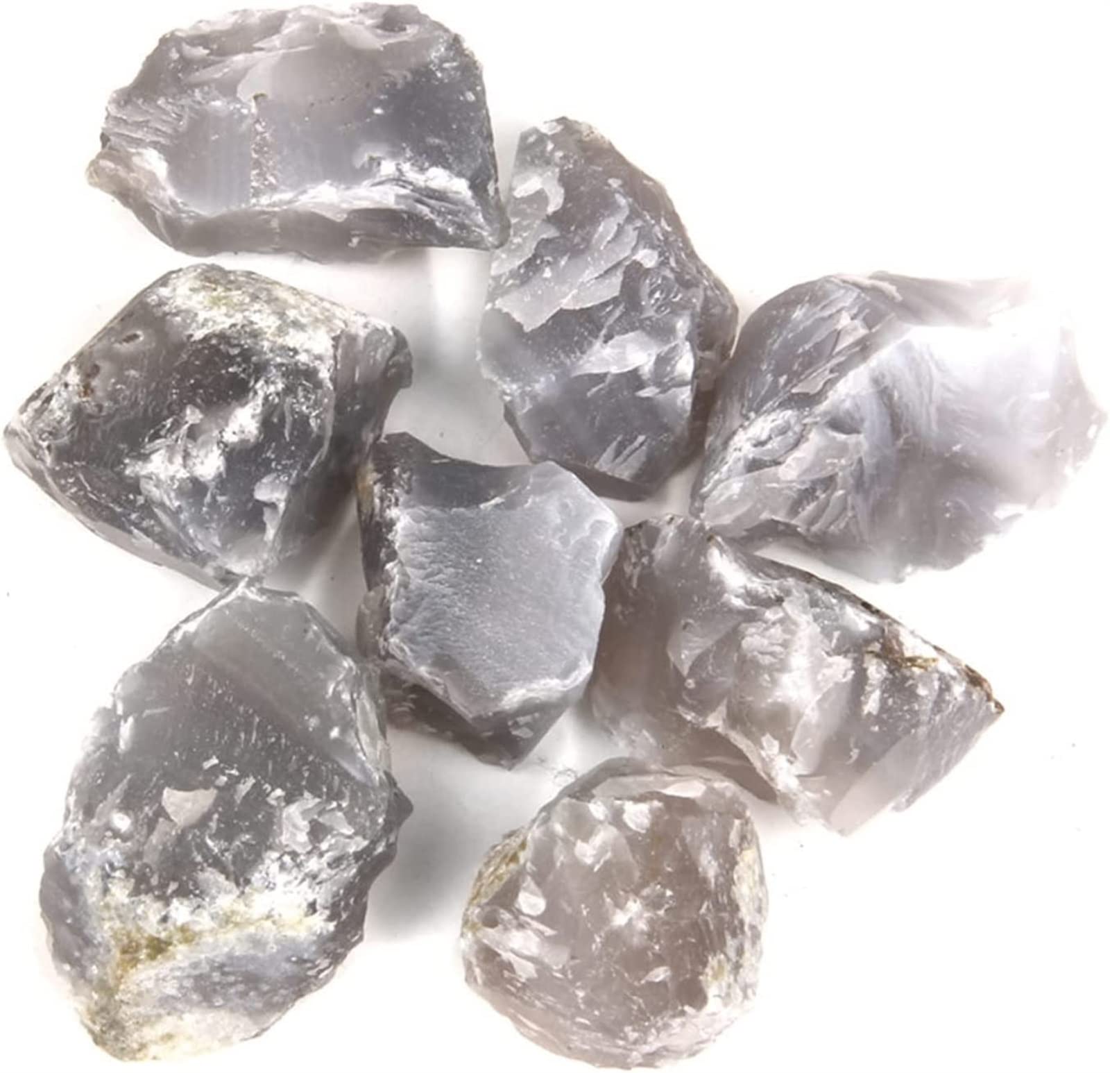 Ágata gris natural en set de 3 piezas para regalo original de minerales