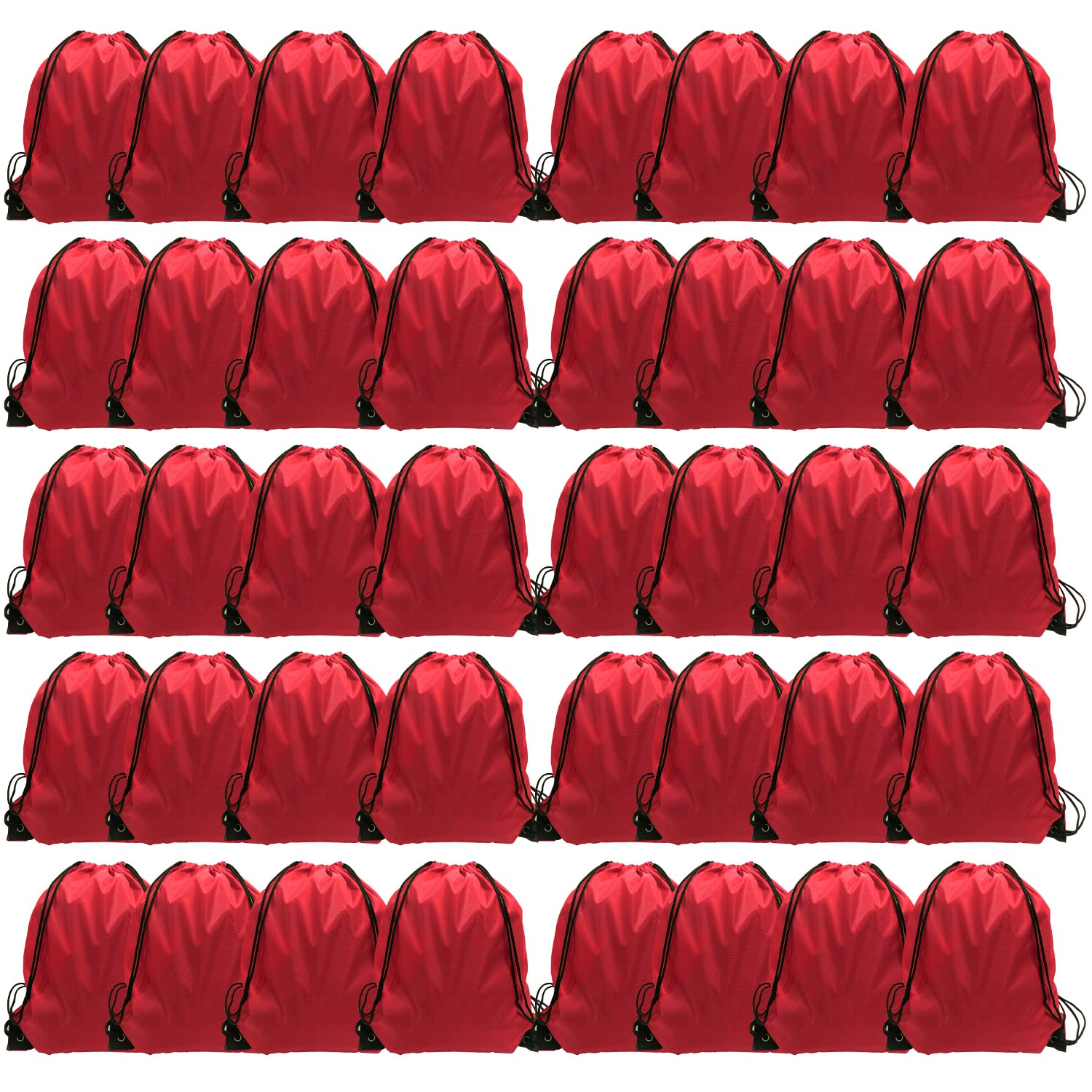 GoodtoU Drawstring Backpack Bulk 48 Pcs Drawstring Bags bulk Red Nylon Draw String Bag for Women Men