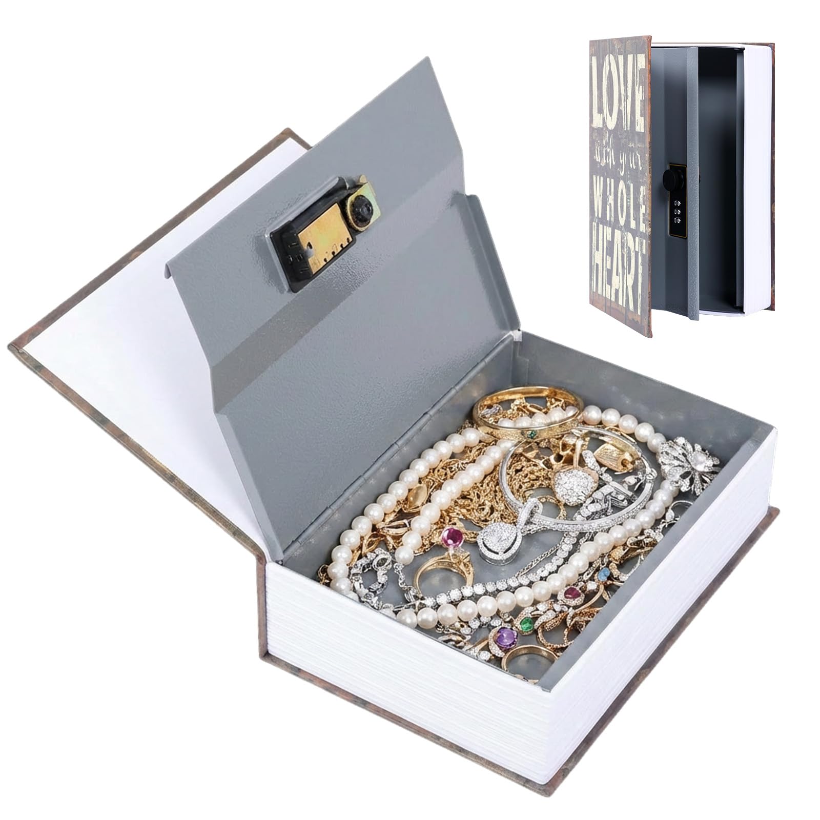 Alongen Style 2 Real Paper Diversion Book Safe Storage Box Dictionary Secret Safe With Combination Lock Theft Book Hidden Lock Box For Cash Jewelry(Style 2)