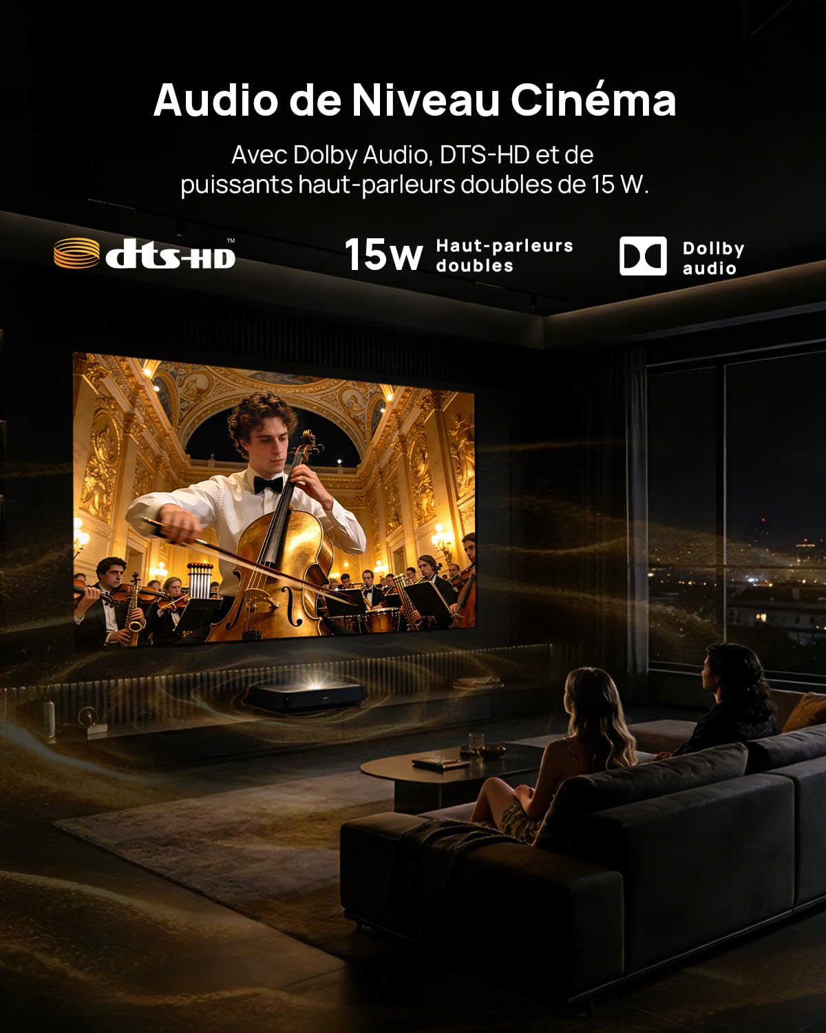 WEMAX Nova Pro Videoprojecteur Ultra Courte Focale Laser, Google TV, 2100 Lumens ISO, HDR10, HLG, AutoFocus & Keystone, Dolby Audio DTS-HD, 150" Projecteur UST ALPD Laser TV pour Cinéma Maison, Gaming