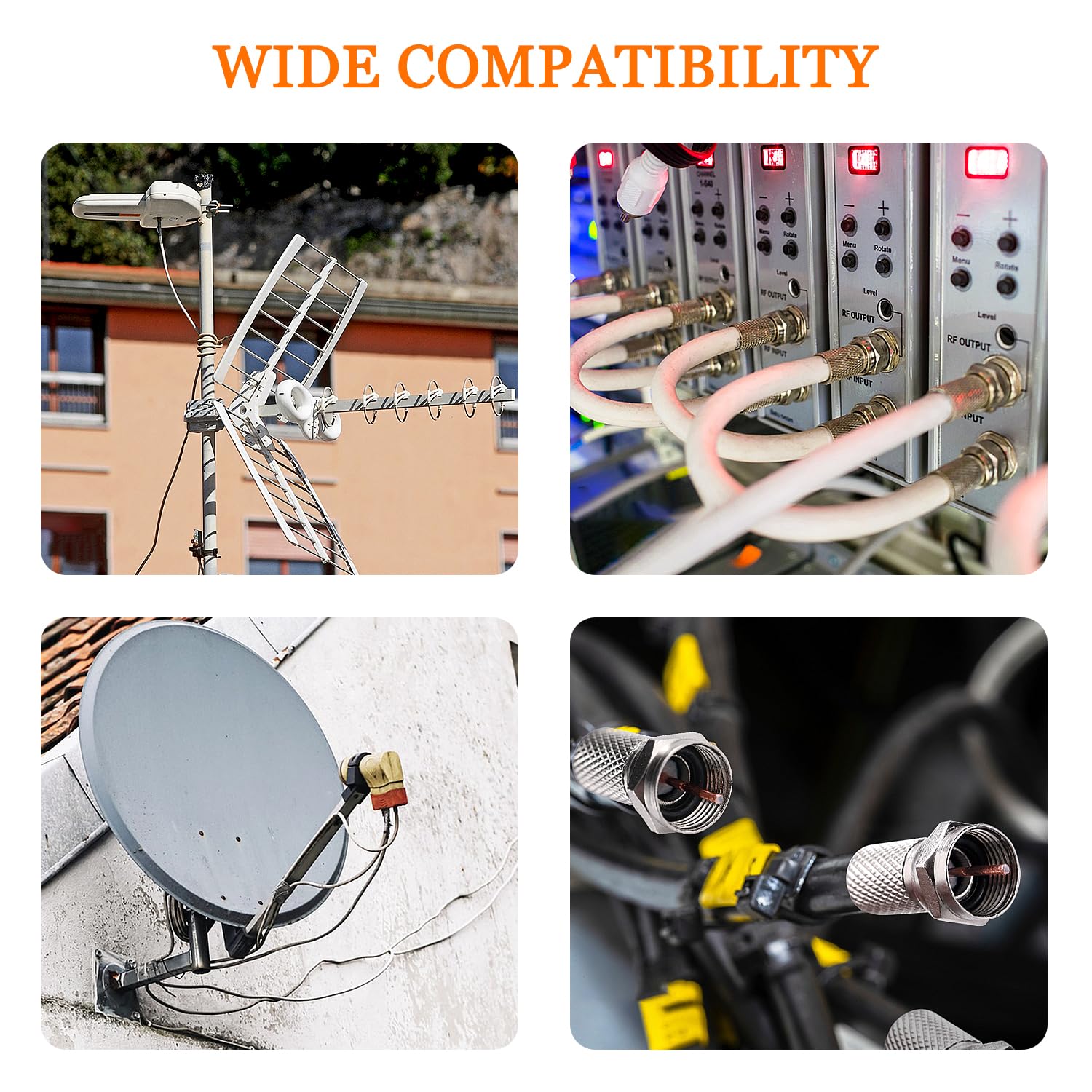 Connecteurs à Vis de Type F pour Câble Coaxial RG6, Argent, 10 Pièces