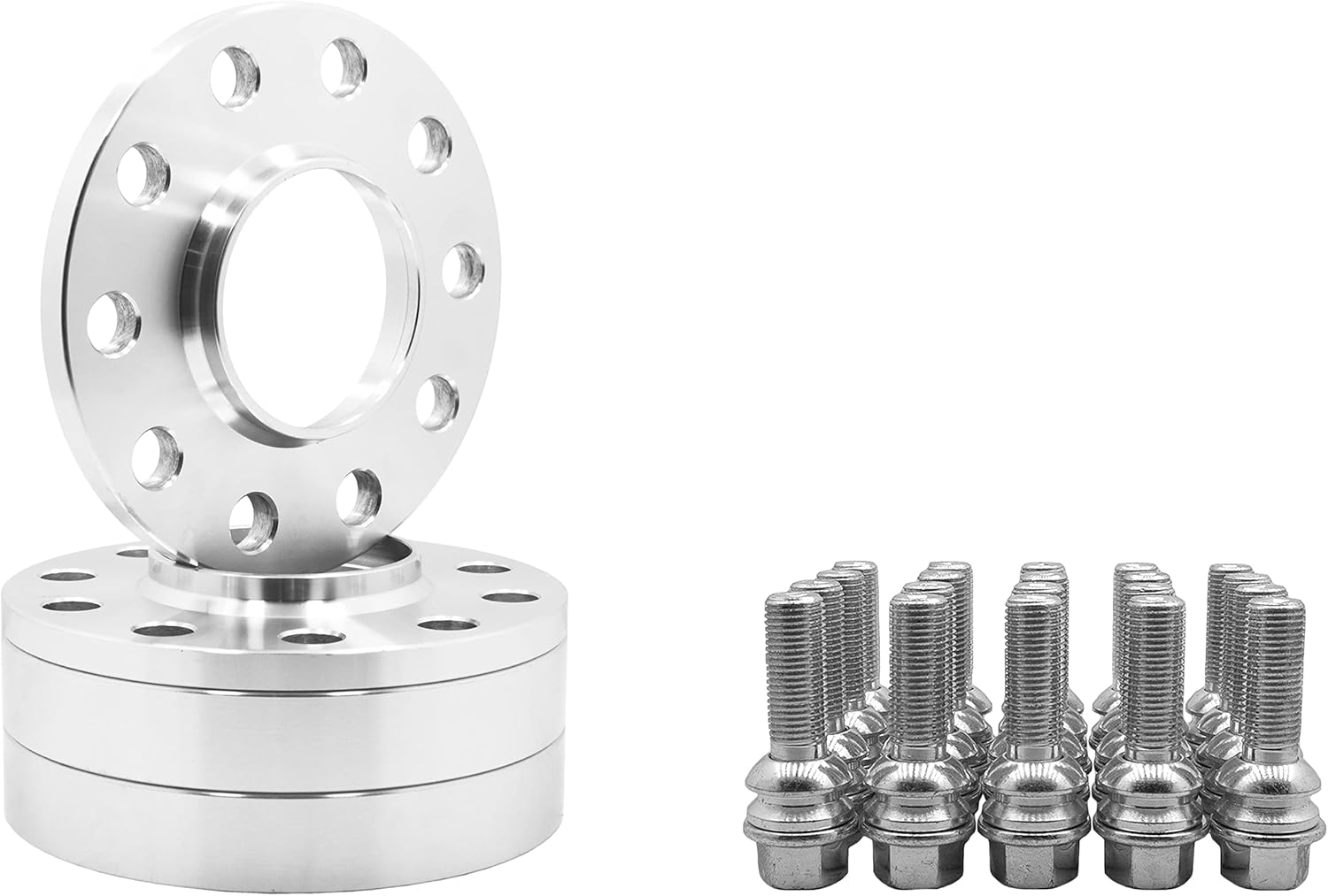 4 Pc 5x130 mm Hub Centric Wheel Spacers | 15 mm & 20 mm Thick | 71.5 H.B + Zinc R14 Ball Lug Bolts Compatible with 911 924 928 Boxter Cayman Panamera Factory Wheels