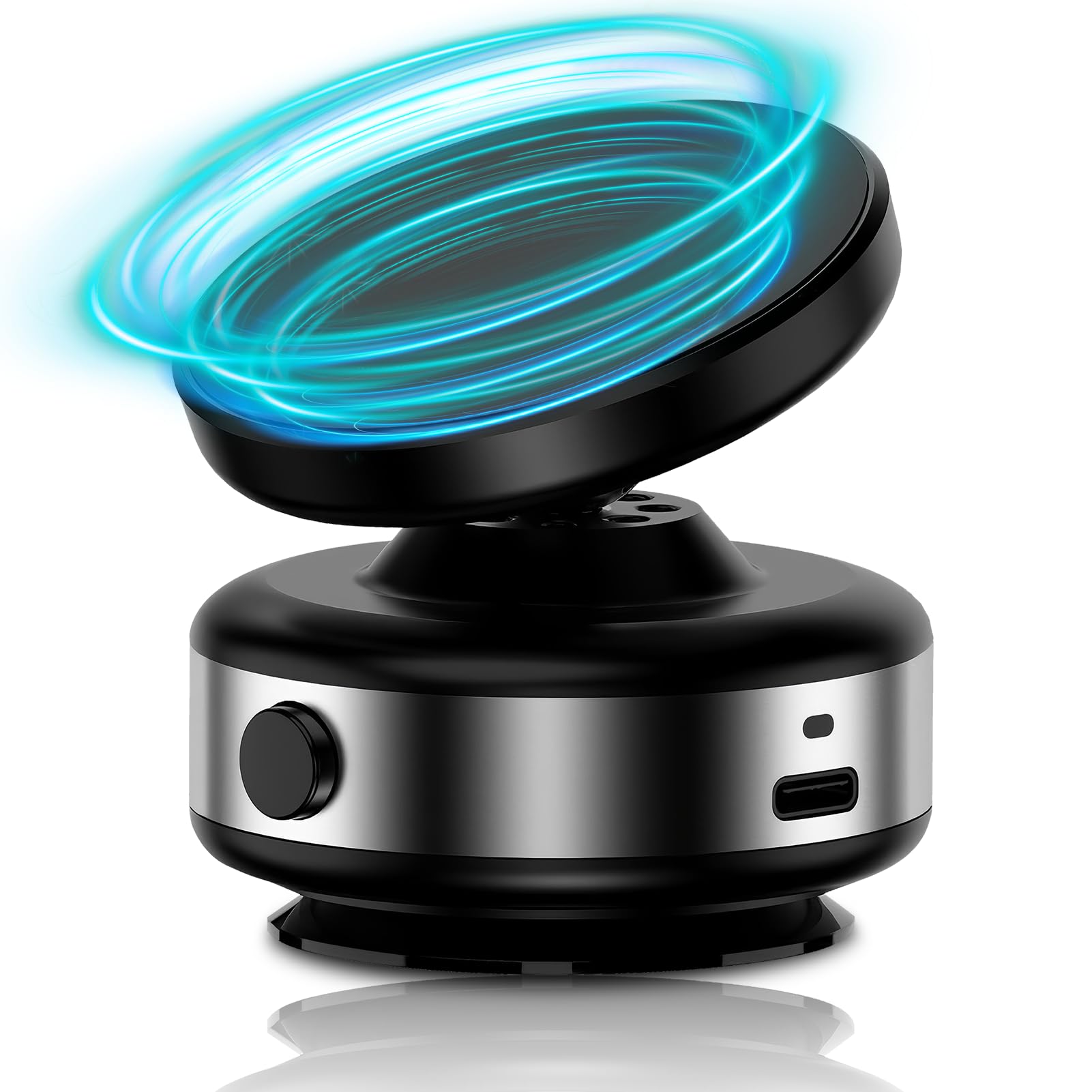 WODHMIEY Supporto Magnetico Sottovuoto Per Telefono Da Auto Con Rotazione A 360°, Design Double Face: Magnete E Vuoto, Adatto Per Auto, Case,Adatto Per metalliche (Argento,