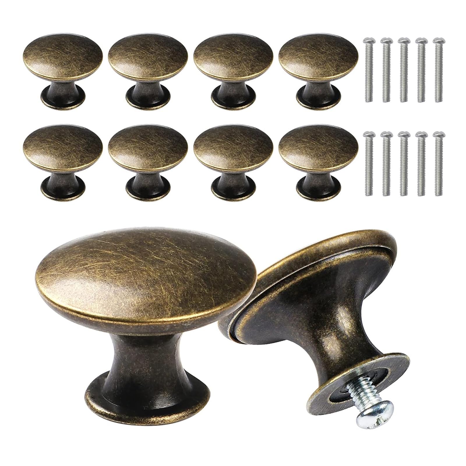 10 Pcs Vintage Round Drawer Handle Retro Pull Handles Semicircle Metal Pull Handle Closet Door Drawer Knob Antique Bronze Furniture Knobs