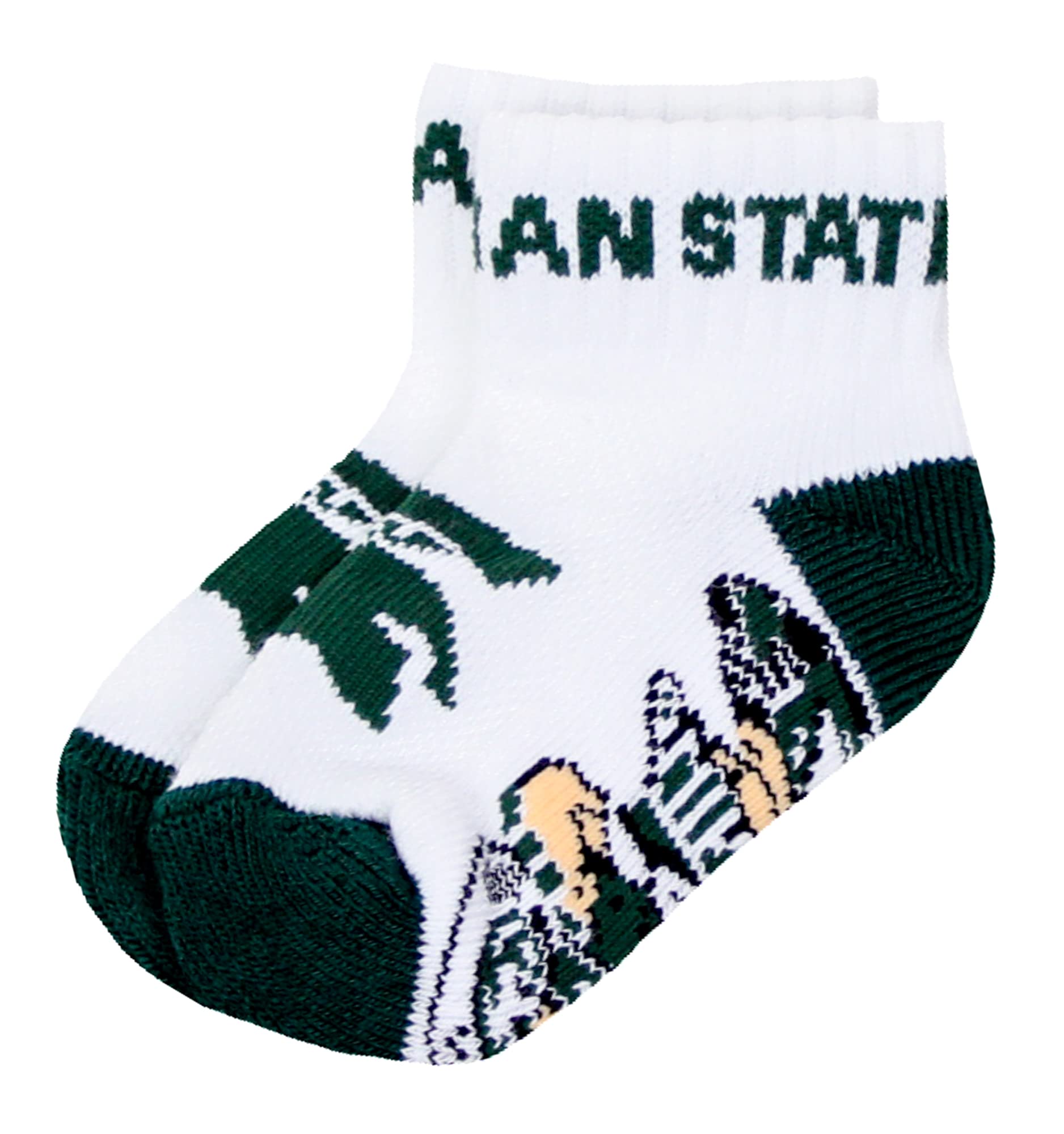 Donegal Bay NCAA Michigan State Spartans Unisex Michigan State Baby Qtr Sockmichigan State Baby Qtr Sock, Green, Bax 12-24 Months