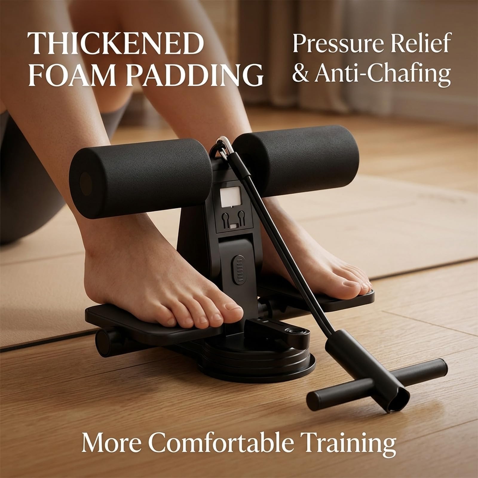 Sit Up Bar, Sit Up Bar, Attrezzo per l'allenamento con ventose e corda di trazione, Allenatore addominale regolabile con doppie ventose, Sit-Up Bar, strumento per la salute addominale per la casa
