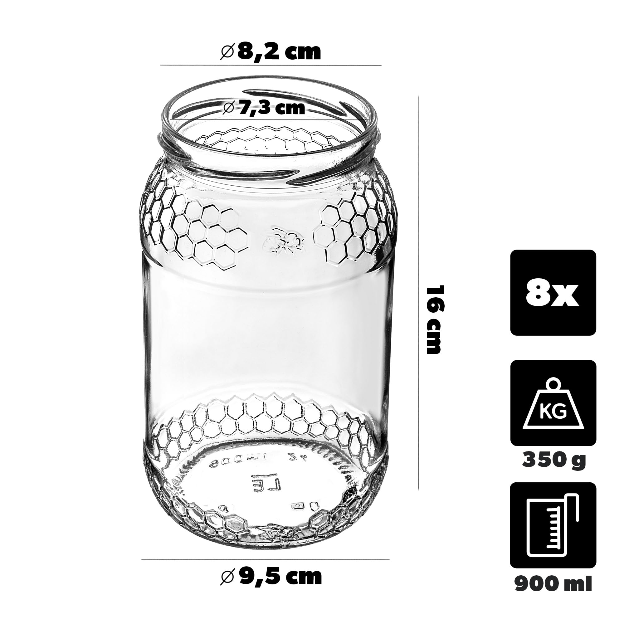 KADAX 8er Set Einmachgläser 900ml TO82 Exotische Vögel, Große Sturzgläser mit Schraubdeckel, Einkochgläser Fermentierglas für Gurken, Gemüse, Sauerteig