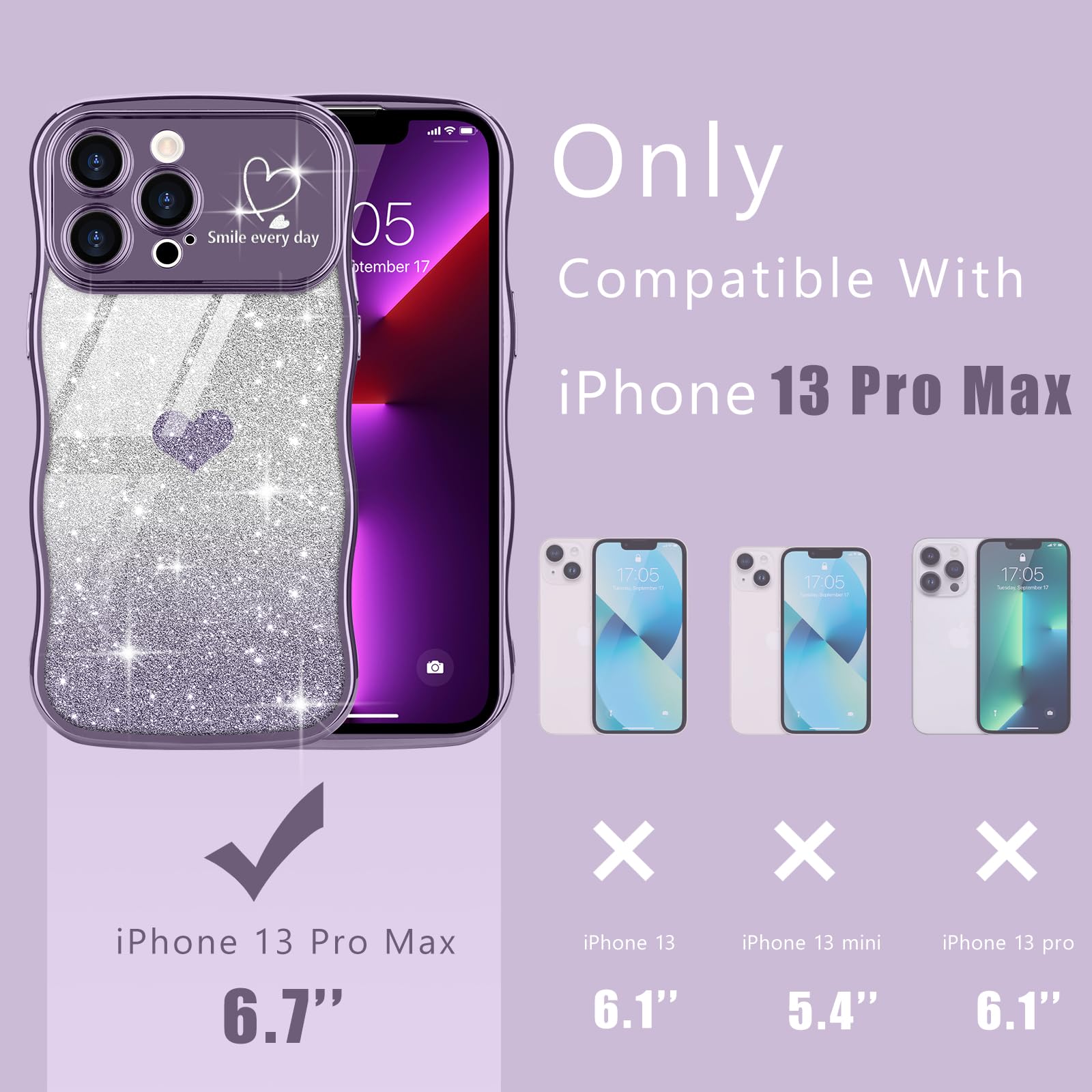 Teageo Cute Heart Pattern Curly Phone Case for iPhone 13 Pro Max - Image 2
