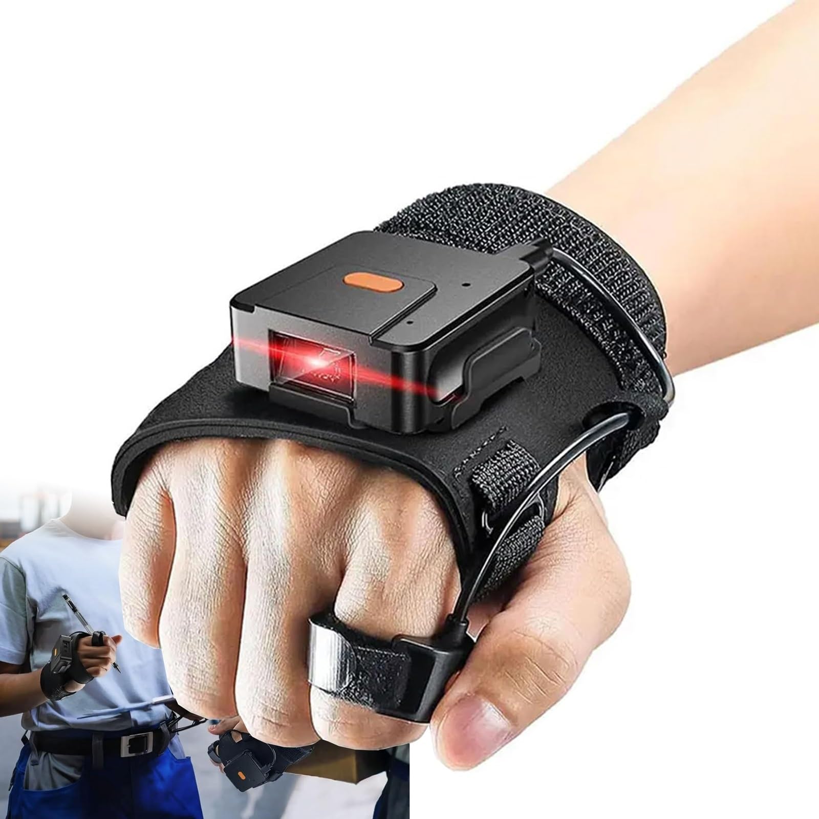 Portable 2.4G Barcode Scanner, Wearable Glove Qr Code Scanner, 1D 2D Bluetooth Qr Code Finger Scanner, 1600mAh Battery, For Bulk Goods Checking, Warehouse Inventory, Logistics, Express Delivery