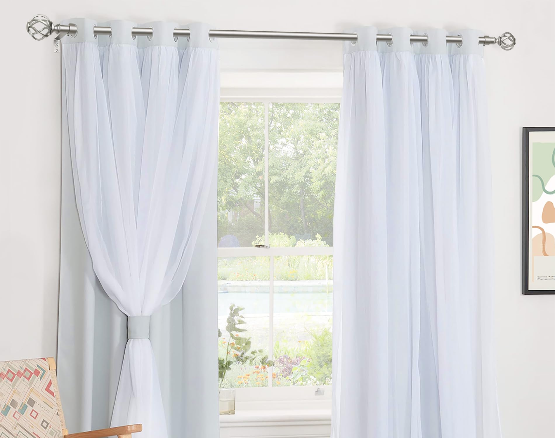 Long Curtain Poles for Eyelet Curtains 80 to 365 cm - Image 3