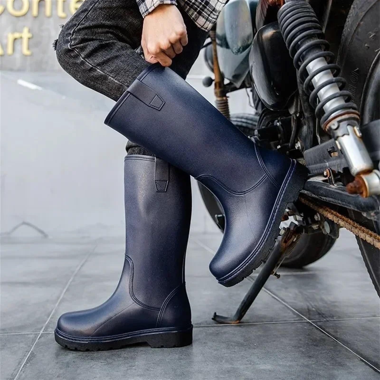 Regenschuhe Herren Herren Regenstiefel Outdoor Gummi Männliche Schuhe Galoschen for die Stadt Niedrigen Absatz Wasserdicht Beständig(Black Shoes,43)