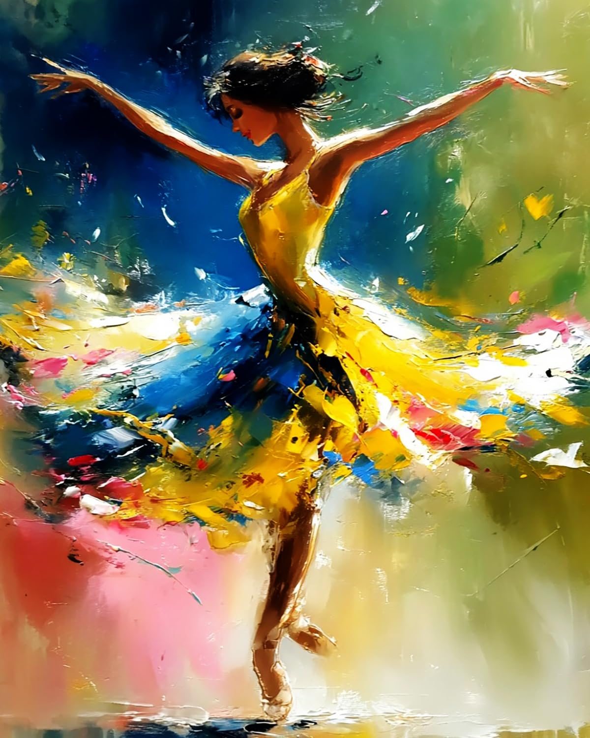 Liubaishi Multicolour Paint By Numbers For Adults, Colourful Ballerina Dancer, 40X50 Cm Acrylic Canvas Kit With Brushes And Paints