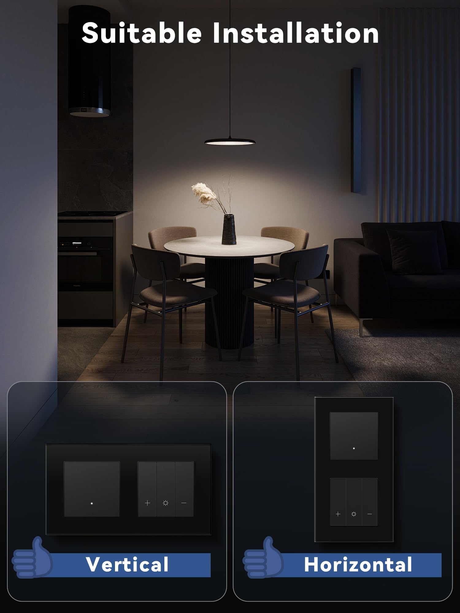 Smart WIFI Interrupteur d'éclairage avec variateur Wi-Fi - Interrupteur mural 1 compartiment + variateur d'intensité - Compatible avec Alexa/Google Home - Interrupteur d'éclairage encastré à