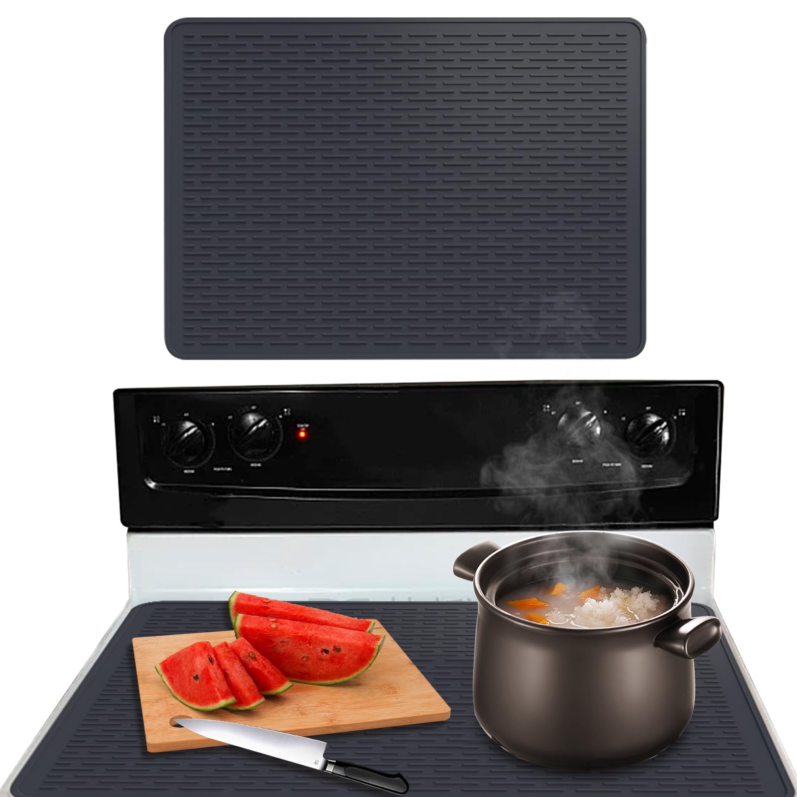 Qivine Stove Covers for Gas Stove Top, 28x 20 Heat Resistant Mat for Countertop, Silicone Cooktop Stovetop Cover for Glass Top Stove, Non-Slip Oven