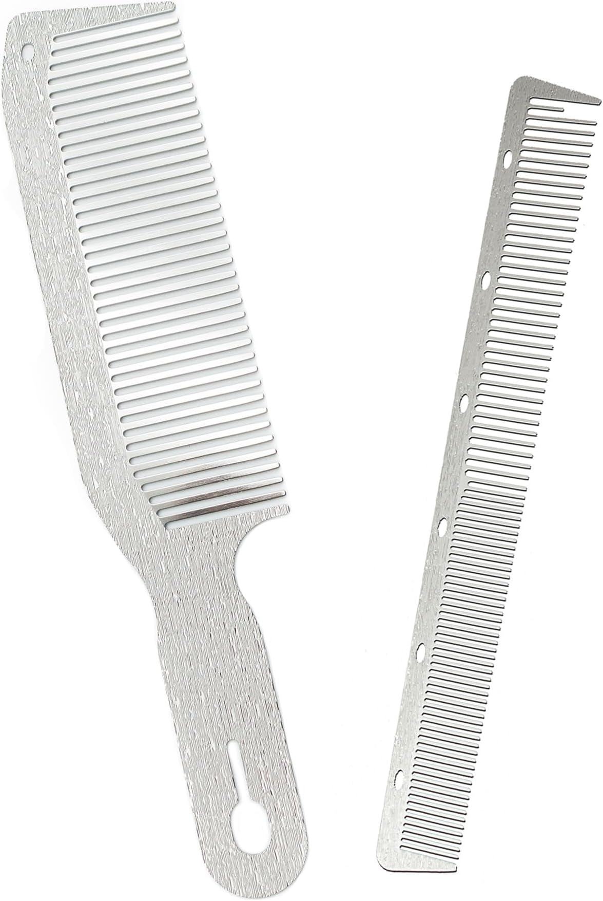 2 Pcs Stainless Steel Comb Set Metal Barber Combs for Hair Stylist, High Texture, Wood Grain Design barber combs professional Metal Fine Comb