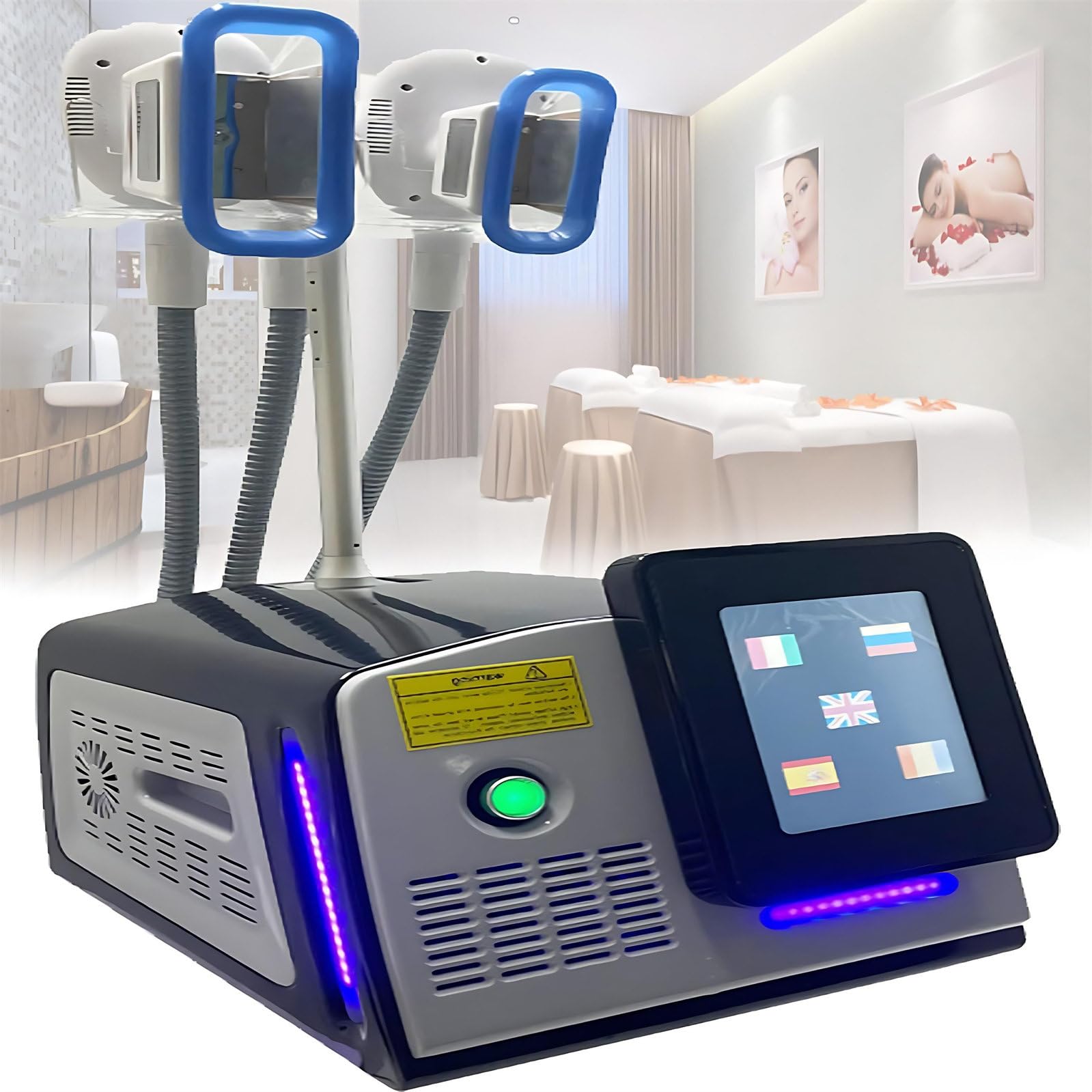 Equipo De Criolipólisis con 3 Mangos, Quemagrasas Y Anticelulítico, Dispositivo De Belleza para Pérdida De Peso por Congelación De Grasa, para Abdomen, Cintura, Brazos Y Muslos