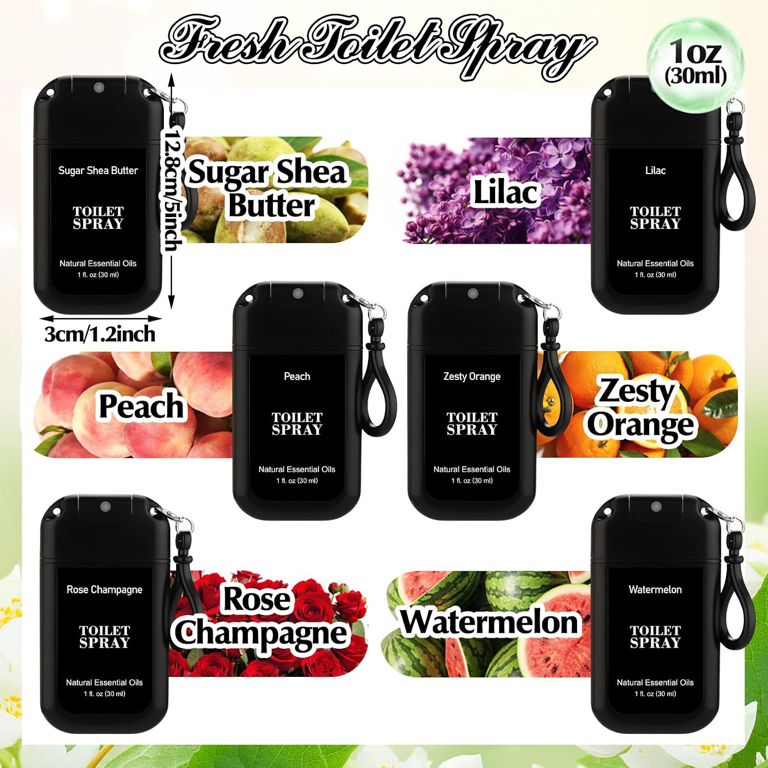 Loopeer 12 Pcs Toilet Spray Keychains 1 Fl oz Christmas Poop Spray Gifts