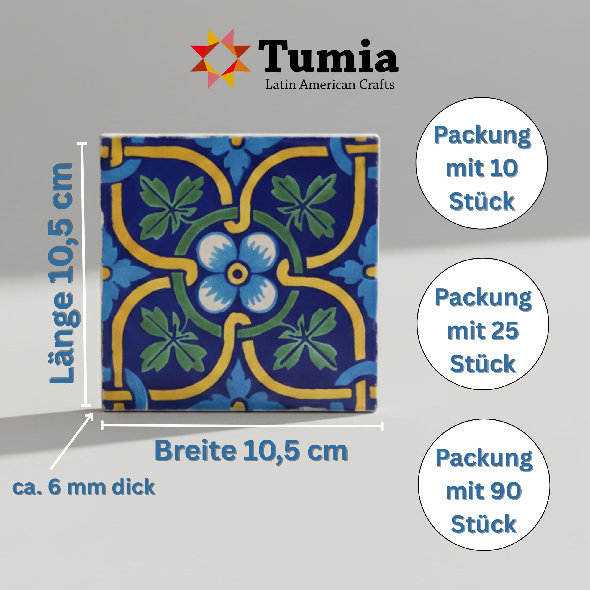 Tumia LAC Handgefertigte mexikanische Talavera Fliesen Authentischer Stil Zacarias Keramikfliesen für Kunsthandwerk, Küchenrückwand, Wandfliesen und Heimwerker Projekte