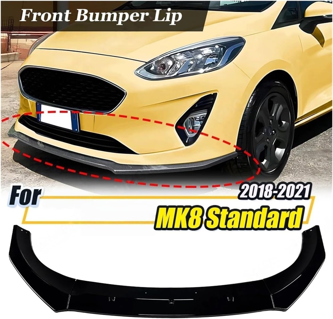 Compatible For Ford Fiesta MK8 Standard 2018 2019 2020 2021 Car Front Bumper Lower Splitter Lip Trim Spoiler Diffuser Guard Body Kits Cover(Gloss Black)