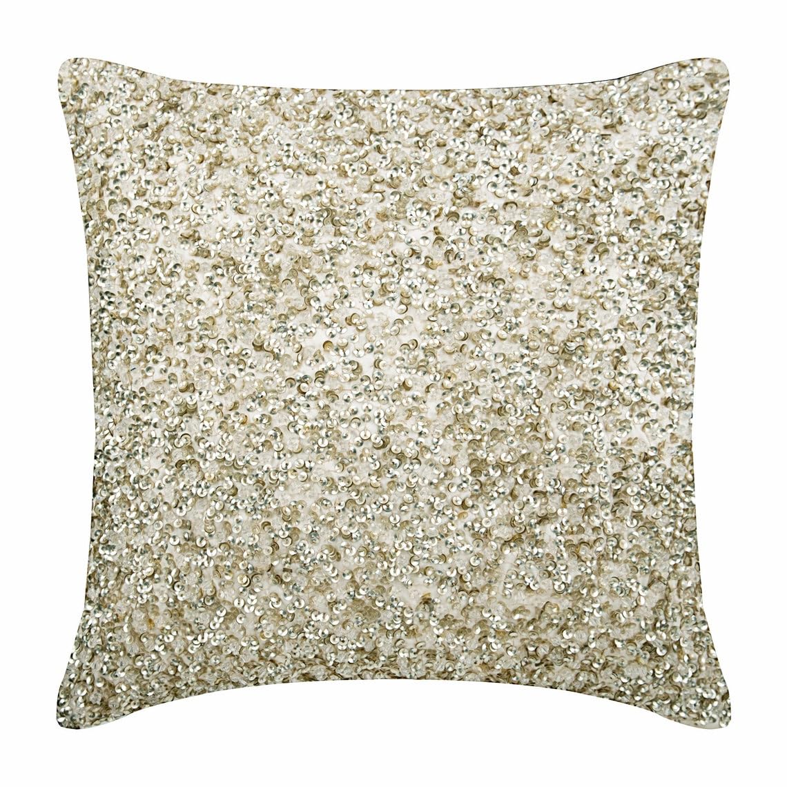 The HomeCentric Decorative Throw Cushion Cover Accent Cushion Couch Sofa Bed 30x30 Ivory Silk Cushion Cover Gold & Silver Sequins Embroidered, Ivory Cushion Covers 30x30 cm (12x12 inch) - Arzoo โ image 1