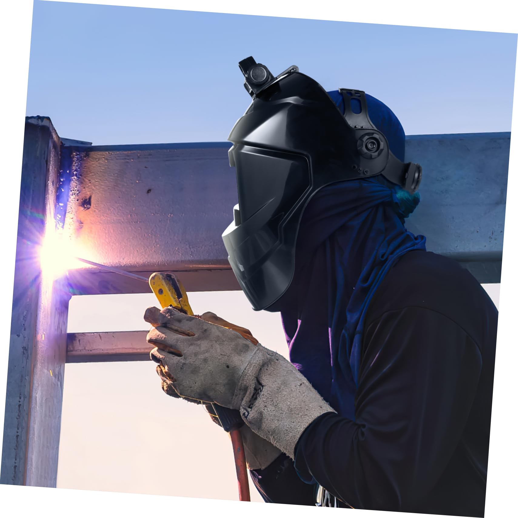 Maschera da Saldatura Auto Oscurante Livello di Oscuramento 8, Schermo di Grandi Dimensioni e Regolazione a Ingranaggi, Casco Protettivo in Pp per Saldatura e Molatura