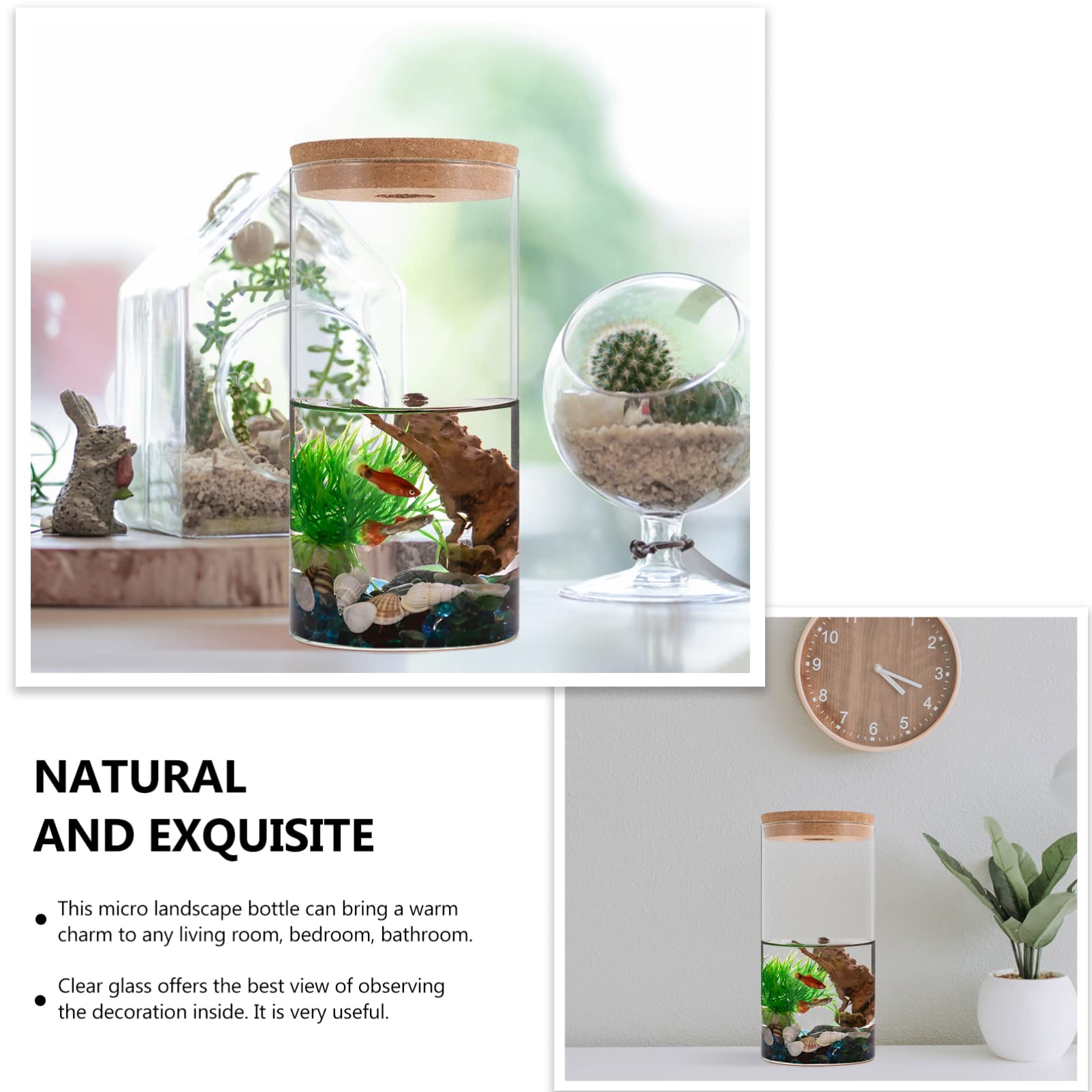 Jarrones Decorativos Glass Plant Terrarium Container Plant Propagation Station with Wooden Lid Terrarium Planter for Tabletop Decor DIY Decorative Moss - Image 3
