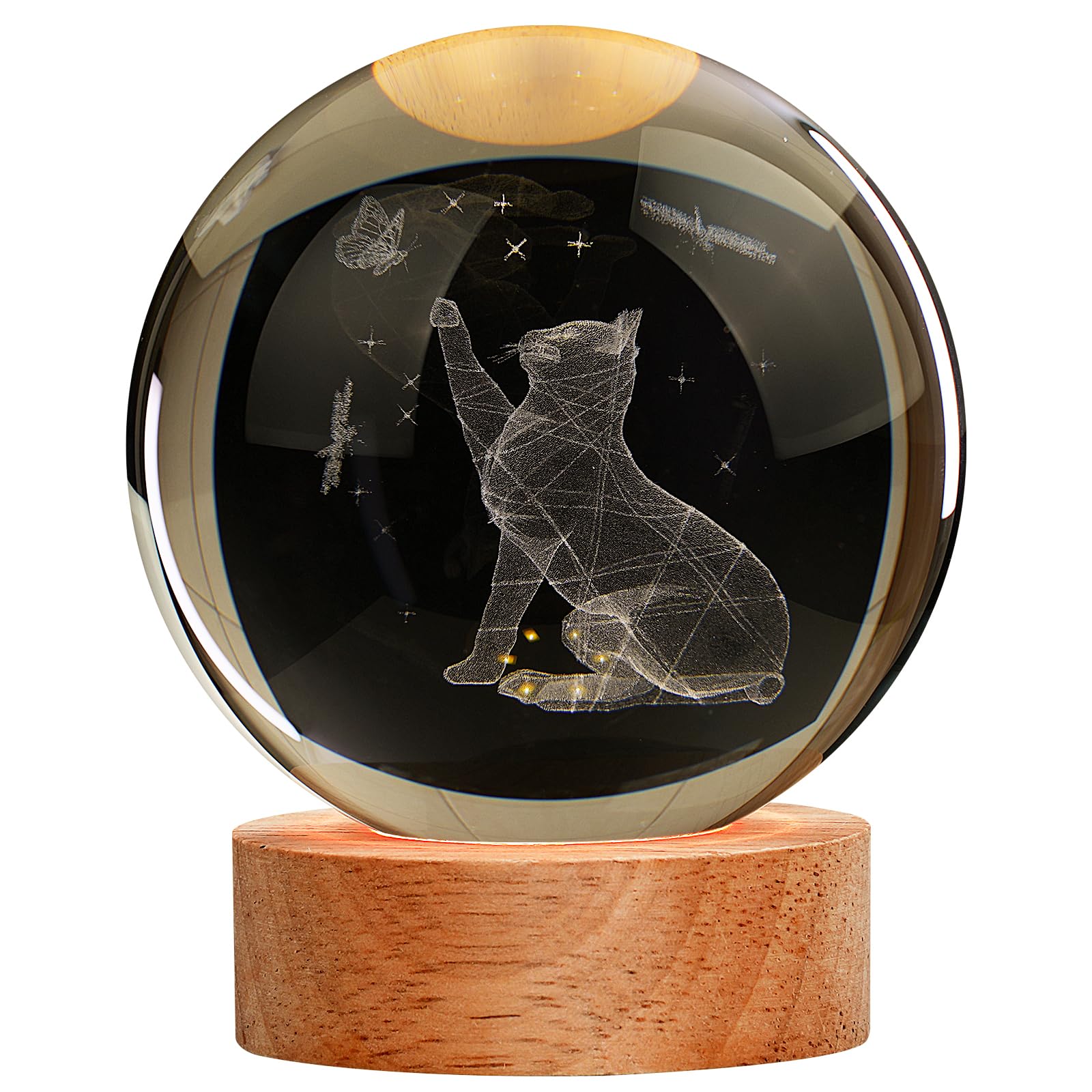 JANARARY 3D Cat Night Light with Remote Control - Crystal Cat Figurines Lamp, 16 Color Changing for Bedroom Decor — image 1