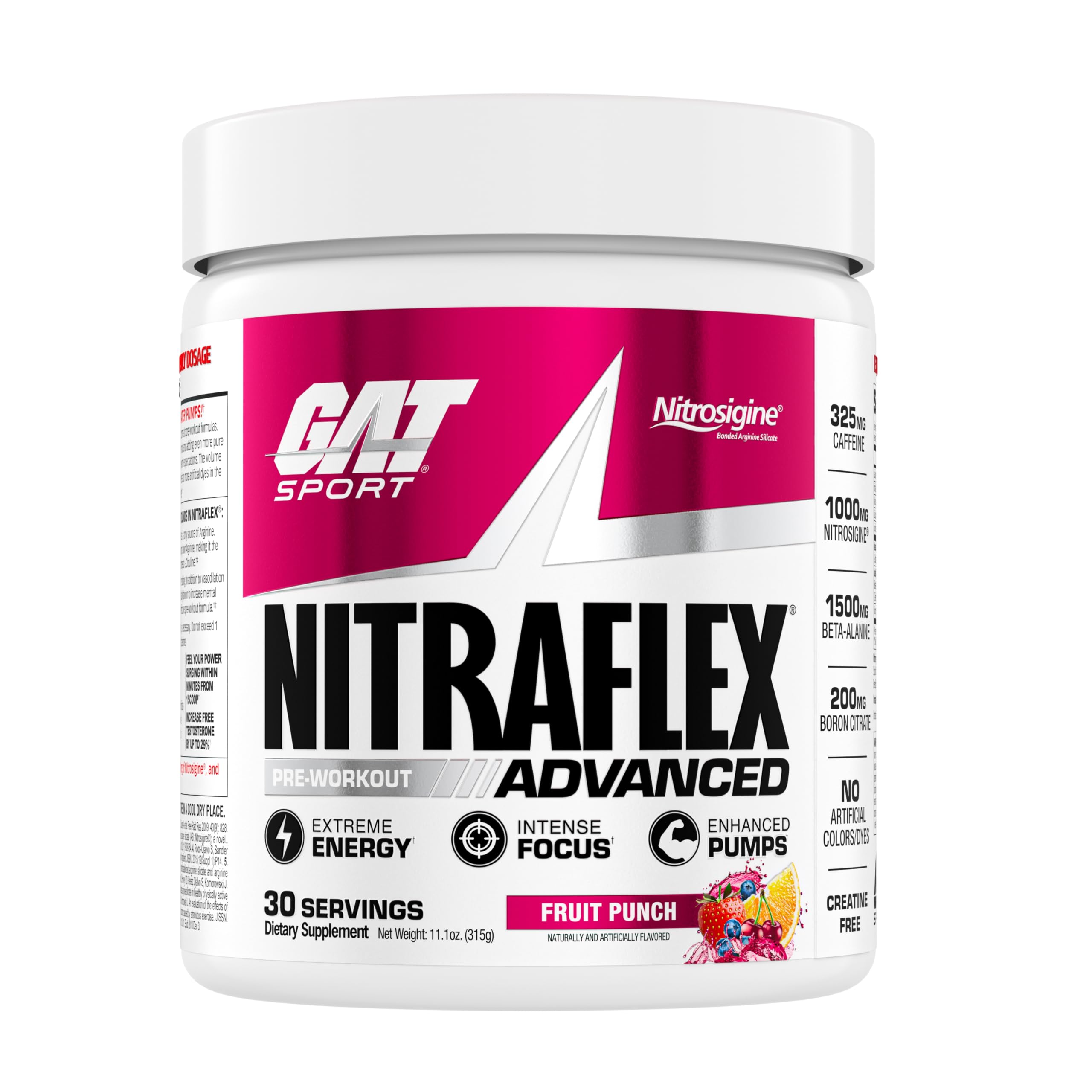 GAT SPORT NITRAFLEX Advanced, Fruit Punch, 11.1 oz (30 Servings)