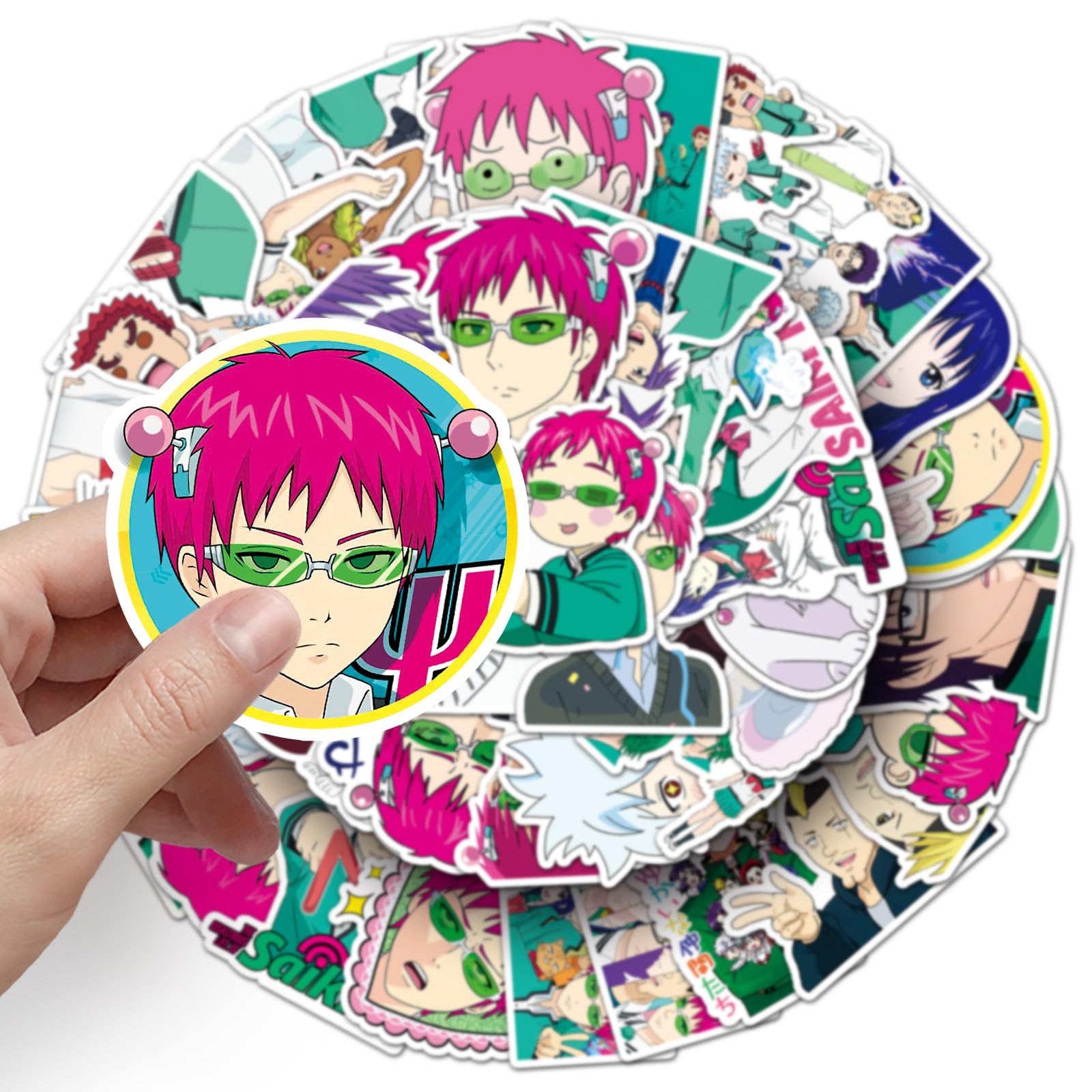 Disastrous Life SaikiK Sticker Graffiti Decal Saiki Kusuo Figure Stickers for Tablet Cup Skateboard Bike Helmet Decoration 50pcs