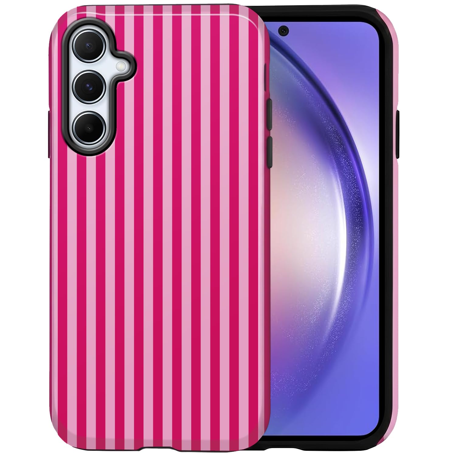 für Samsung Galaxy A54 5G Hülle Striped Gestreifte Muster, Rosa und Rot | Aesthetic Süßes Sommer Handyhülle, für Frauen Mädchen, Schön und Stilvoll, Stoßfest Kratzfest, Hardschutz Rückseite Case