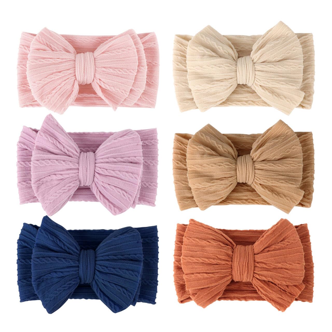 DRESHOW 6 Pack Baby Headbands for Girls Newborn Baby Nylon Headbands with Bows Hair Accessories